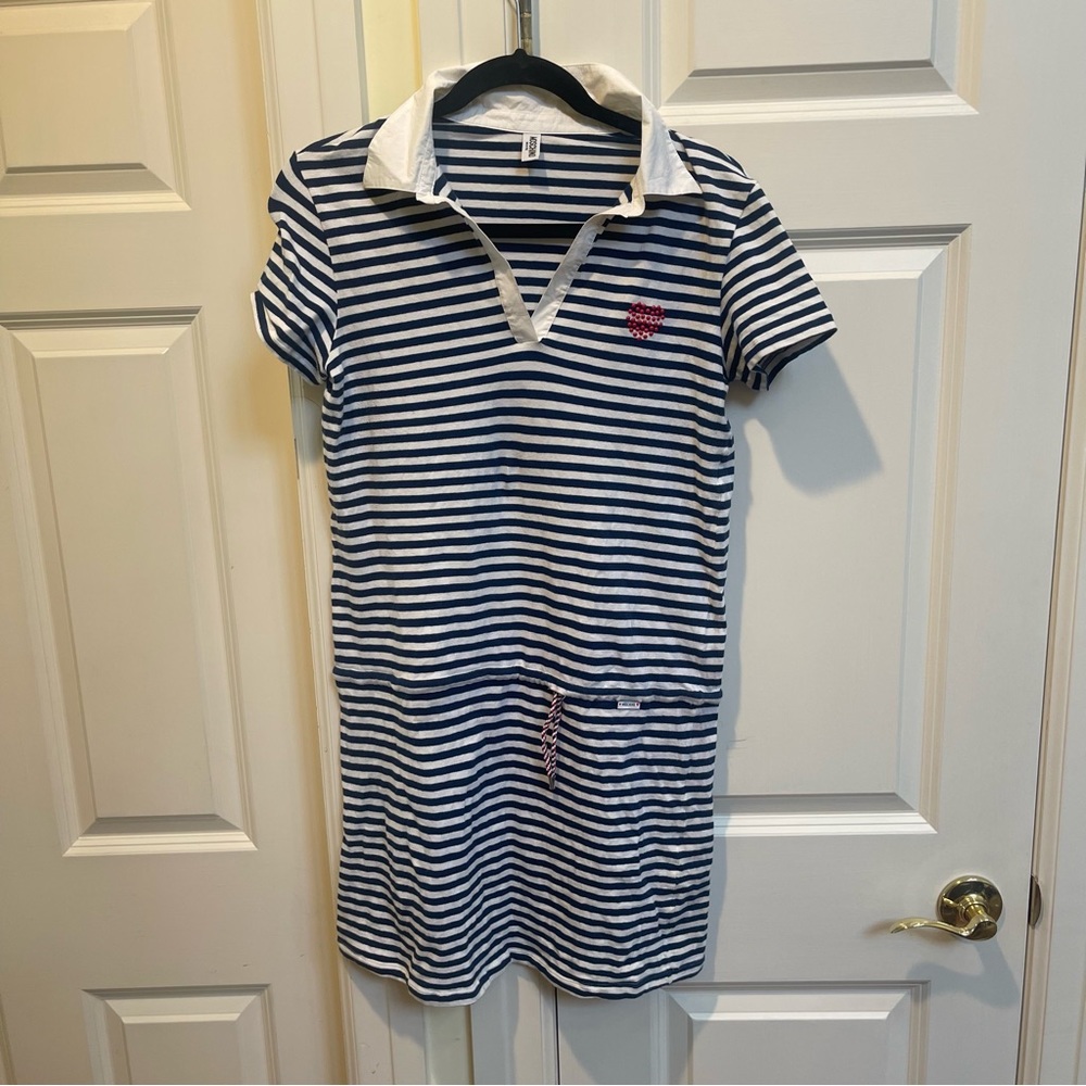 Moschino Mare Navy And White Striped Sailor T-Shirt Dress